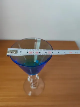 Copa de cristal azul degradado vintage