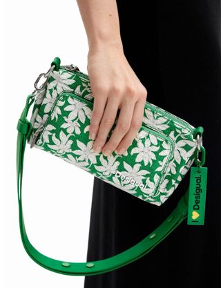 Bolso Desigual verde y blanco estampado floral
