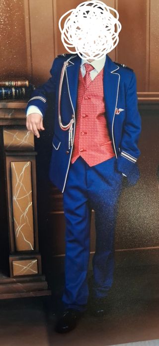 Traje comunión niño azul zapatos 34