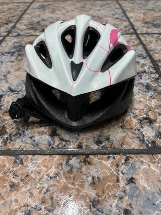 Casco B'Twin blanco y rosa