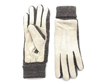 Guantes Piel Mujer Talla 7.5-8 Beige/Gris
