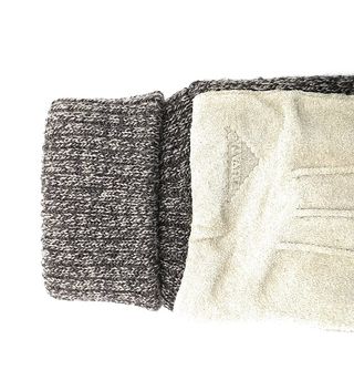 Guantes Piel Mujer Talla 7.5-8 Beige/Gris