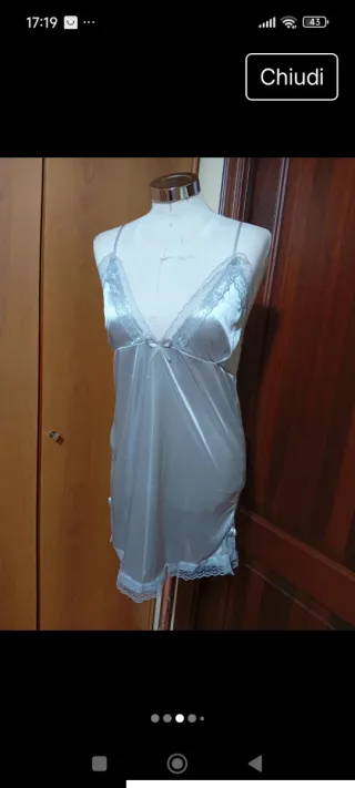 Abito antica sartoria pizzo macramè grigio perla