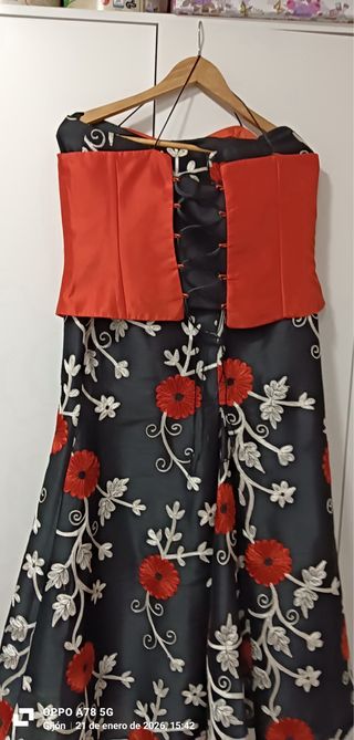 Vestido Fiesta Negro y Naranja
