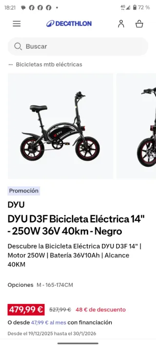 Bicicleta Eléctrica DYU Plegable