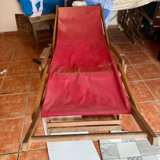 Amaca vintage in tela e legno