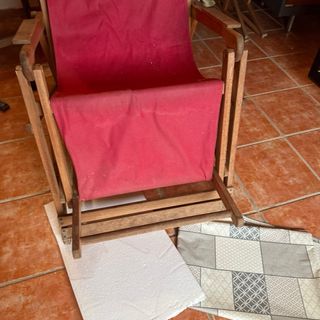 Amaca vintage in tela e legno