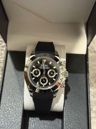 Reloj Seiko Daytona Negro y Plateado