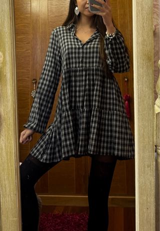 Vestido Zara cuadros camisero talla única