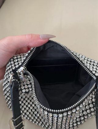 Borsa simil Alexander Wang con strass argento