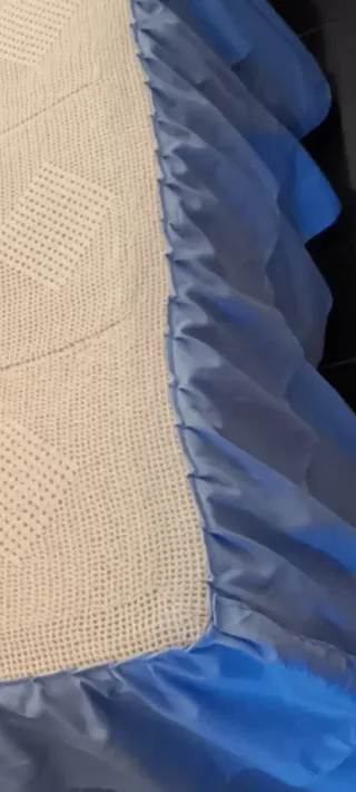 Colcha Crochet Cama 1.35 Beige/Azul