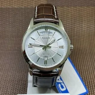 Orologio Casio Uomo Pelle Marrone Argento
