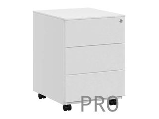 SONGMICS Cajonera, Archivador Móvil, Armadio Metallico, Supporto per Stampante, con Serratura, 3 Cassetti, Premontato, Ufficio, Ufficio Casa, 45 x 39 x 54 cm, Bianco Opaco OFC063WT