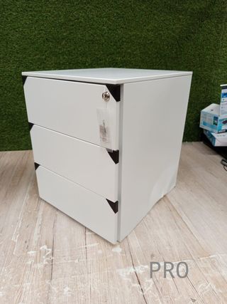 SONGMICS Cajonera, Archivador Móvil, Armadio Metallico, Supporto per Stampante, con Serratura, 3 Cassetti, Premontato, Ufficio, Ufficio Casa, 45 x 39 x 54 cm, Bianco Opaco OFC063WT