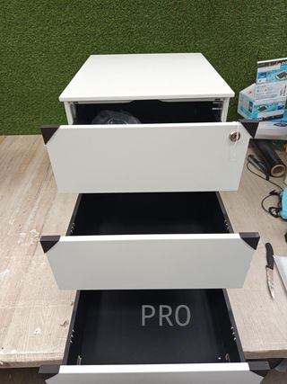 SONGMICS Cajonera, Archivador Móvil, Armadio Metallico, Supporto per Stampante, con Serratura, 3 Cassetti, Premontato, Ufficio, Ufficio Casa, 45 x 39 x 54 cm, Bianco Opaco OFC063WT