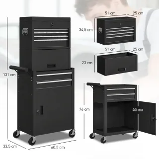 Carro de herramientas 6 cajones con cerradura
