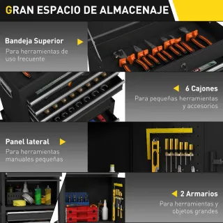 Carro de herramientas 6 cajones con cerradura