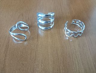N.3 Anelli Colore Argento Regolabili Nuovi