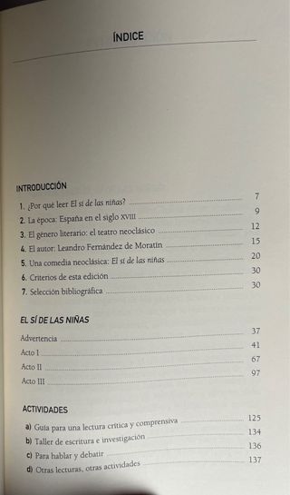El sí de las niñas, de Moratín. Edición escolar