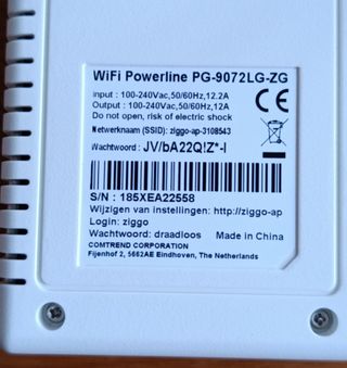 PLC Wifi 5GHz y 2.4GHz. Comtrend (Ziggo)