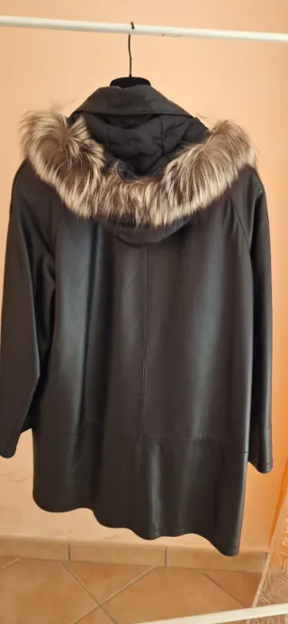 Giaccone vera pelle con cappuccio