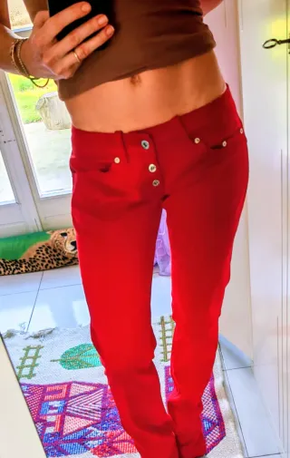 Pantaloni Dondup donna lana 100% rosso-bordo