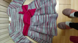 Vestido ceremonia niña rayas fucsia