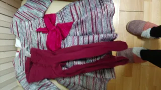 Vestido ceremonia niña rayas fucsia