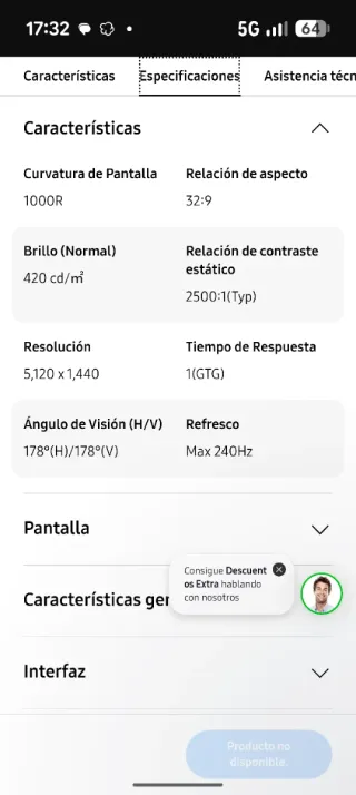 Monitor Samsung Odyssey G9 49 Dual QHD Curvo