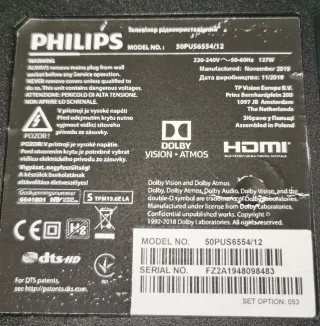 Philips 50PUS6554 TV 50 4K UHD Smart TV