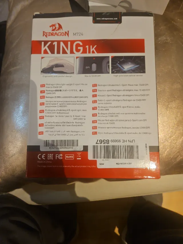 Ratón Gaming Redragon M724 Negro