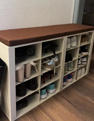 Banco con Estantes de madera zapatero con asiento