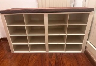 Banco con Estantes de madera zapatero con asiento