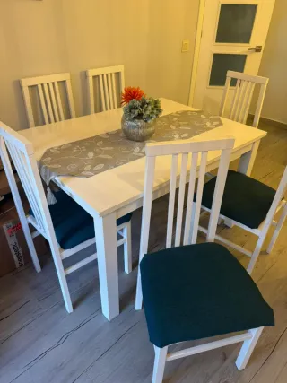 Mesa Comedor Blanca con 6 Sillas