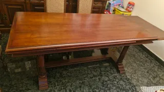 Mesa comedor madera de nogal 1,90 extensible a 2,7