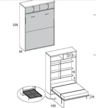 HABITACION CON CAMA ABATIBLE VERTICAL 135×190 RMB