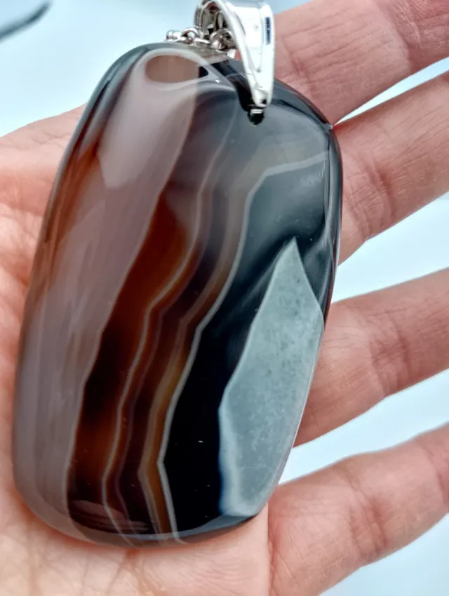 Colgante Ágata y Cuarzo en Plata