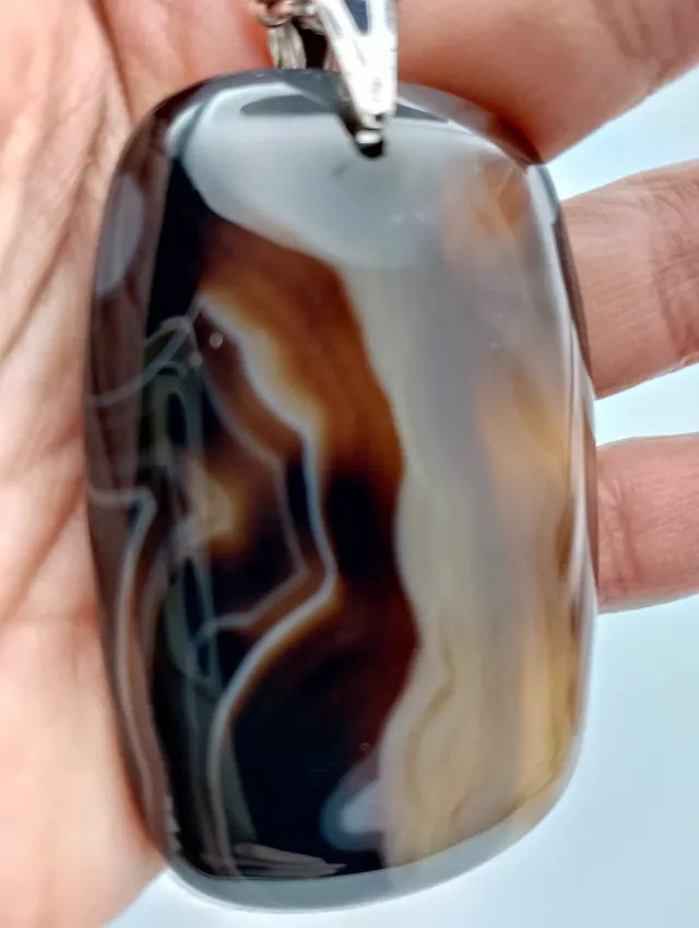 Colgante Ágata y Cuarzo en Plata