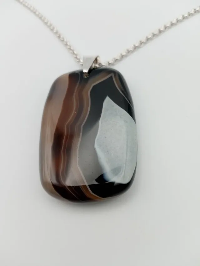 Colgante Ágata y Cuarzo en Plata