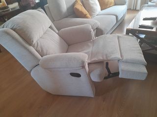 Poltrone reclinabili in tessuto beige e grigio