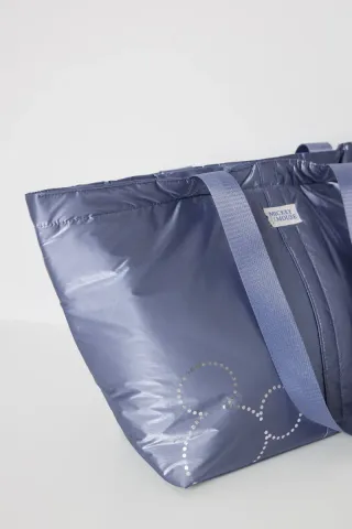 Bolso Grande Mickey Mouse Nylon Azul Plateado
