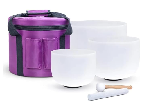 Juego 3 cuencos tibetanos cristal