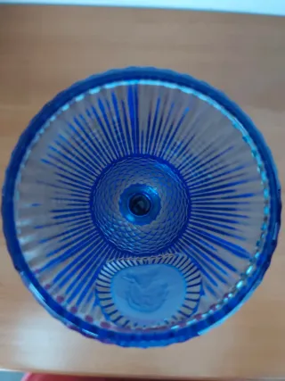 Copa azul cobalto labrada, vintage