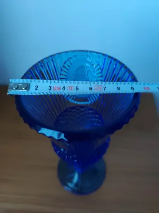 Copa azul cobalto labrada, vintage