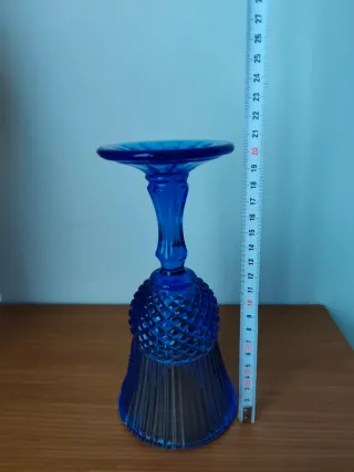 Copa azul cobalto labrada, vintage