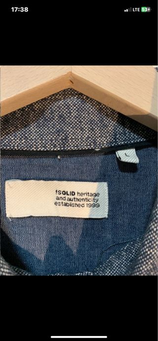 Camisa Solid manga larga azul Talla L