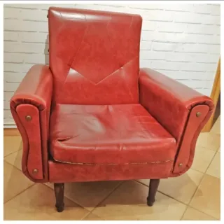 Sillón Vintage Piel Rojo Años 60