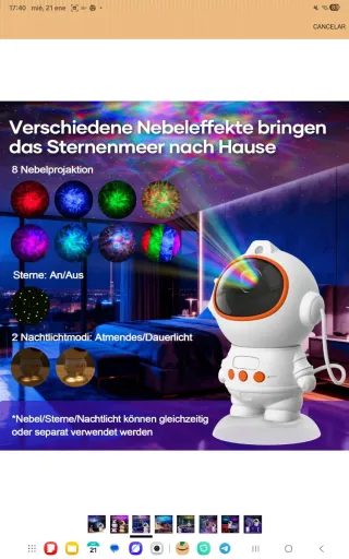 Proyector Astronauta Estrellas Nebulosa nuevo prec