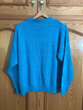 Jersey cuello redondo verde azulado talla XL
