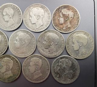 1 Peseta Plata ARRAS; Alfonso XII y XIII 1883 1903